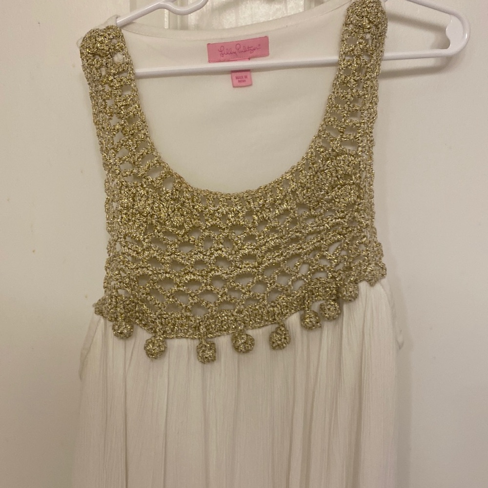 Lilly Pulitzer gold and white dress. Xs